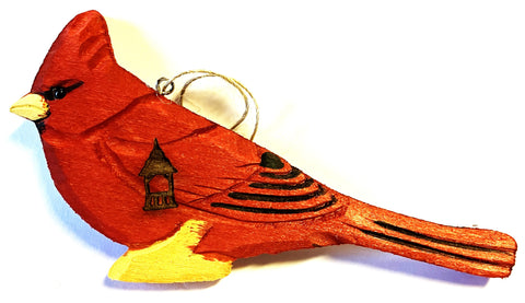 Wooden cardinal ornament
