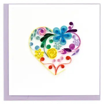 Quilling Cards Floral Rainbow Heart Card