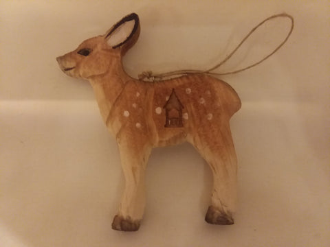 Wooden Deer Fawn Ornament