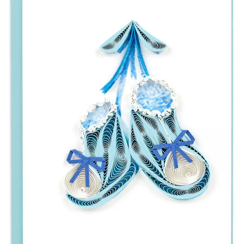 Quilling Cards Blue Baby Shoes Enclosure Card