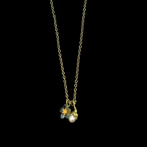 Forget Me Not Pearl Charm Necklace