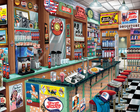 Pepsi Soda Fountain Puzzle,  White Mountain Puzzles 1000 Pieces