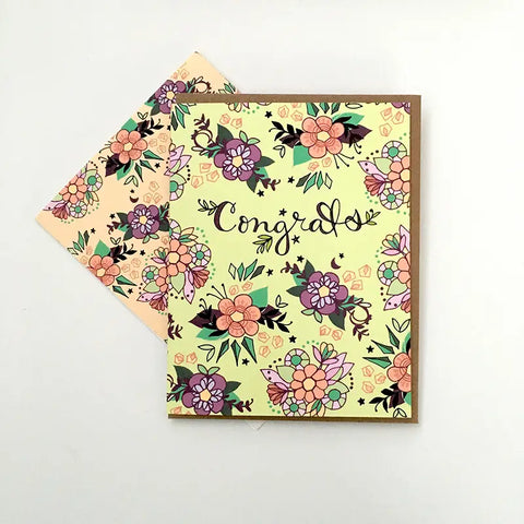 Cynla Congrats Tea Flowers Card