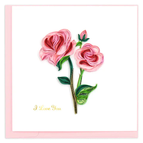 Quilling Cards Pink Rose Card