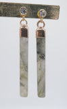 Stone Rectangle Earrings on Rhinestone Posts