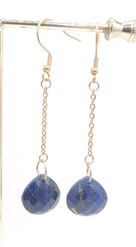 Stainless Steel Chain Earrings with Semi Precious Teardrops, 8 Stones to Choose From!