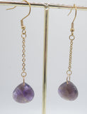 Stainless Steel Chain Earrings with Semi Precious Teardrops, 8 Stones to Choose From!