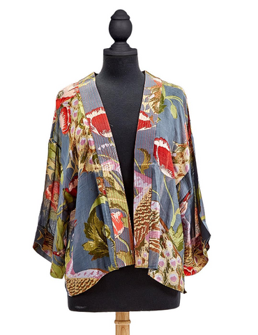 Poppies and Peacocks Kimono