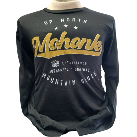 Long Sleeved Black Tee with Gold Design