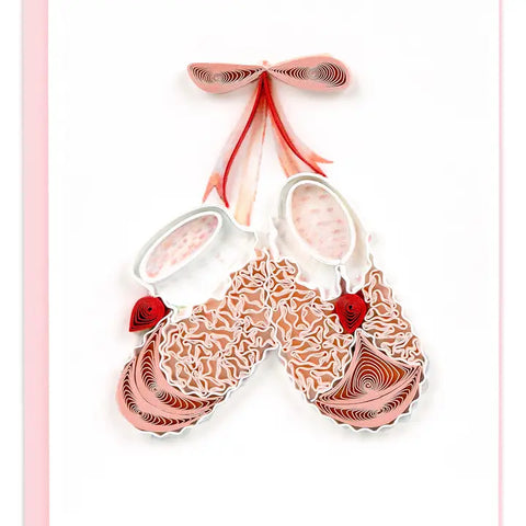 Quilling Cards Pink Baby Booties