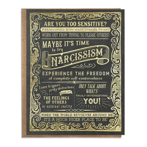 A Zilion Dollars Try Narcissism Card