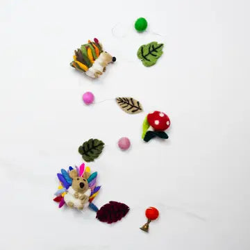 Felt Hedgehog Garland Made in Nepal