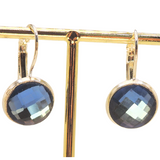Sterling Silver French Leverback Earrings with Checkerboard Rhinestones