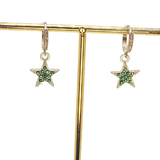 Stainless Steel Huggies with Pave Rhinestone Stars, 3 Colors!