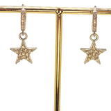 Stainless Steel Huggies with Pave Rhinestone Stars, 3 Colors!