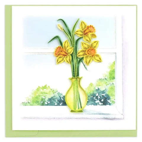 Quilling Cards Daffodil Vase