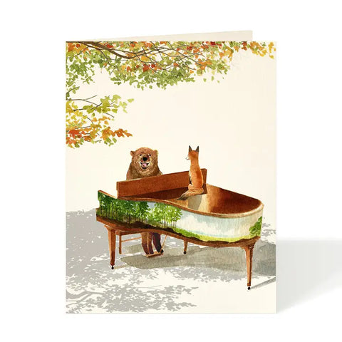 Felix Doolittle Piano Bear Card