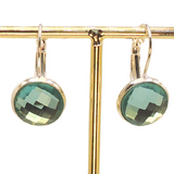 Sterling Silver French Leverback Earrings with Checkerboard Rhinestones