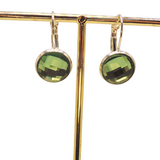Sterling Silver French Leverback Earrings with Checkerboard Rhinestones