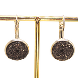 Sterling Silver French Leverback Earrings with Button Whorl Insets, 6 Colors!