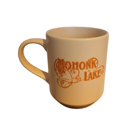 Cream Sandstone Mug with Orange Logo