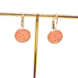 Sterling Silver French Leverback Earrings with Button Whorl Insets, 6 Colors!