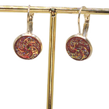 Sterling Silver French Leverback Earrings with Button Whorl Insets, 6 Colors!