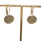 Sterling Silver French Leverback Earrings with Druzy, 5 Colors!